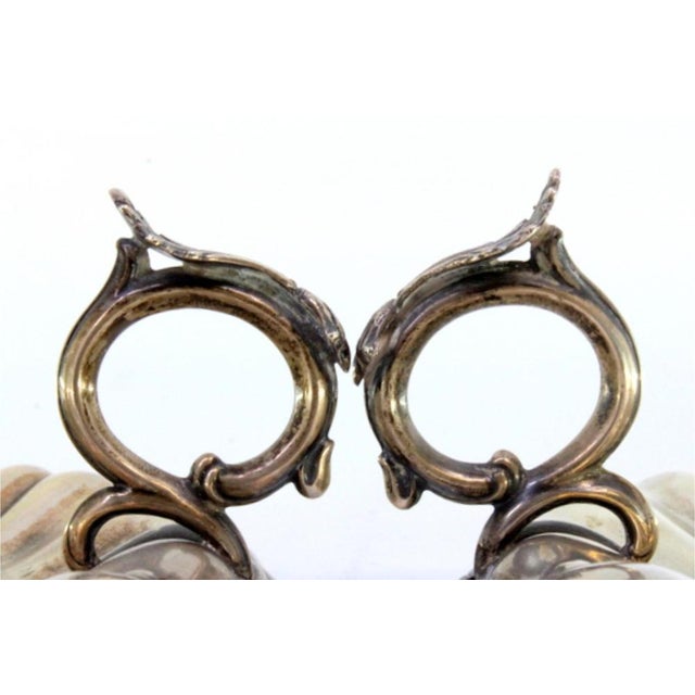 Metal Gummed Silver Paddles with Raised Friezes and Applications, Set of 2 For Sale - Image 7 of 9