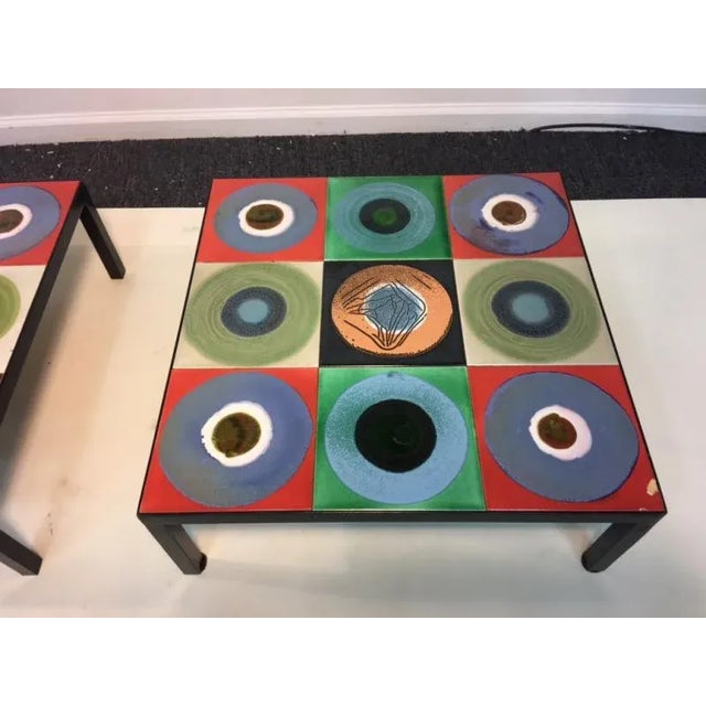 1960s Colorful Modern Tile Tables by Roger Capron - a Pair For Sale - Image 5 of 9
