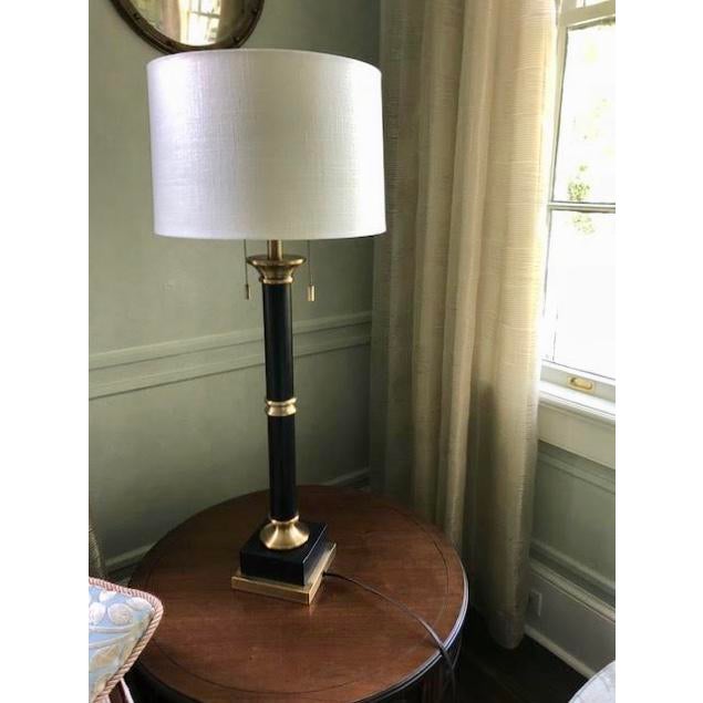 This tall, slender table lamp has great presence. It is relatively new, and in excellent condition. As you can see in the...