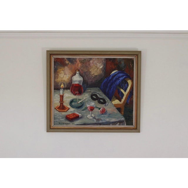 Original Swedish Oil on Panel – “After the Masquerade” by Bror Barklund – Signed & Dated 1947, Framed Frame: 70.5 × 61.5...