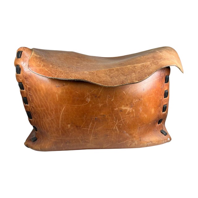 1970s Vintage Leather Satchel Saddle Bag For Sale