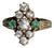 Vintage Victorian Revival 925 Sterling Silver Gold Vermeil Green Gemstone Marquise Cluster Ring, Size 7.5 For Sale