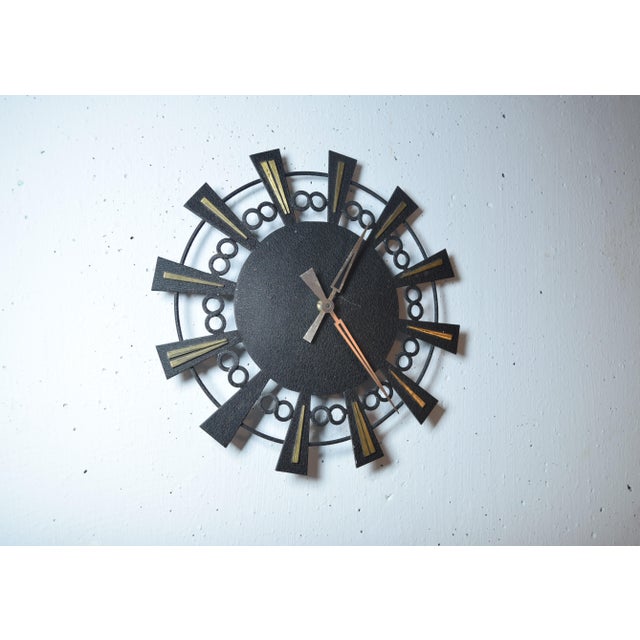 Mid-Century Modern Wall Clock in Refined Metal, 1950s | Chairish