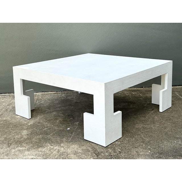 Vintage Custom Grasscloth Coffee Table For Sale - Image 9 of 12