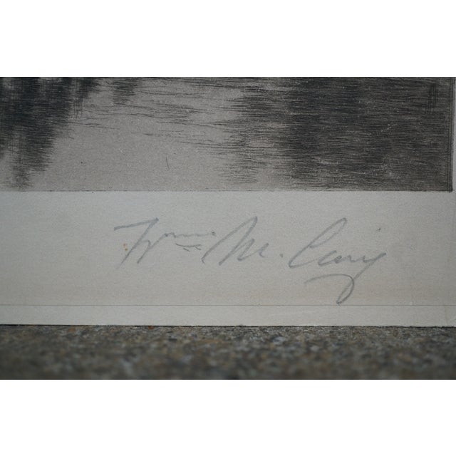 Black Antique William De La Montagne Cary Signed Native American Riverscape Etching For Sale - Image 8 of 13