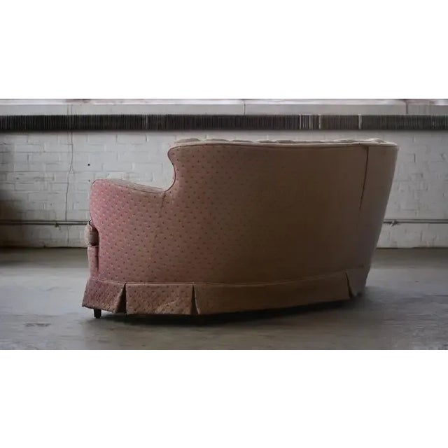 American 1940's Tufted Curved Sofa For Sale - Image 10 of 10