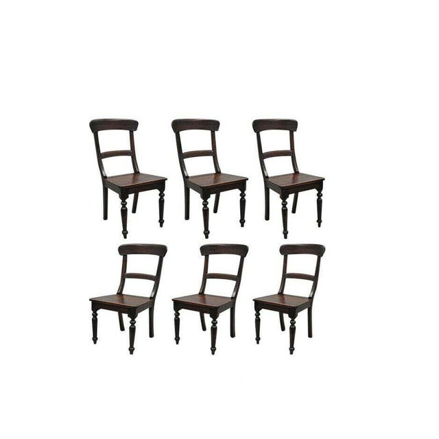 Early 21st Century Crate Barrel Dark Solid Wood Farmhouse Dining Room Chairs Set Of 6 Chairish