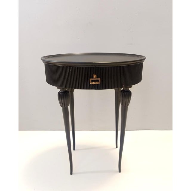 Oval Black Ebonized Beech Side Table or Nightstand, Italy, 1950s For Sale - Image 15 of 15
