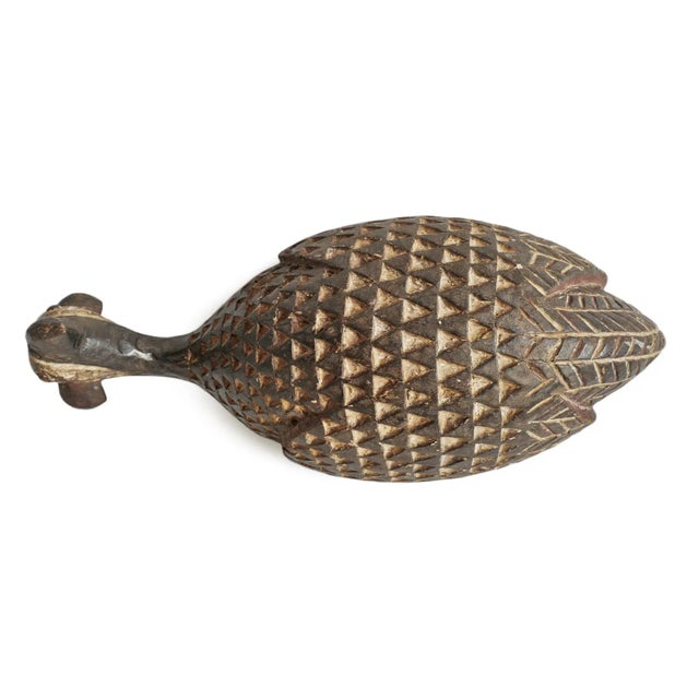 Brown Vintage Burkina Faso Guinea Fowl Helmet Mask For Sale - Image 8 of 11