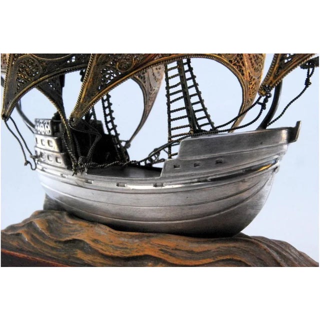 Silver Filigree Galleon with Five Sails For Sale - Image 5 of 11