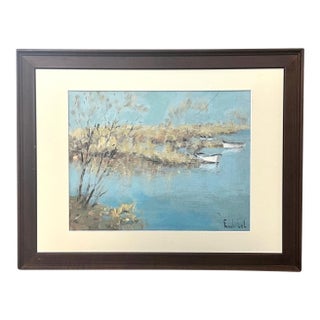 Early 1900s French Normandy Coast Painting For Sale