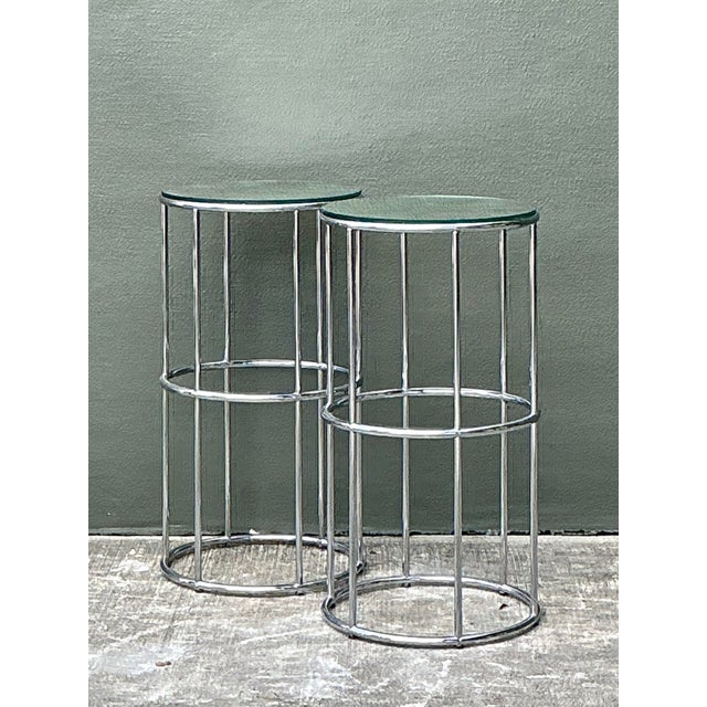 Vintage Polished Chrome Pedestals - A Pair For Sale - Image 11 of 12