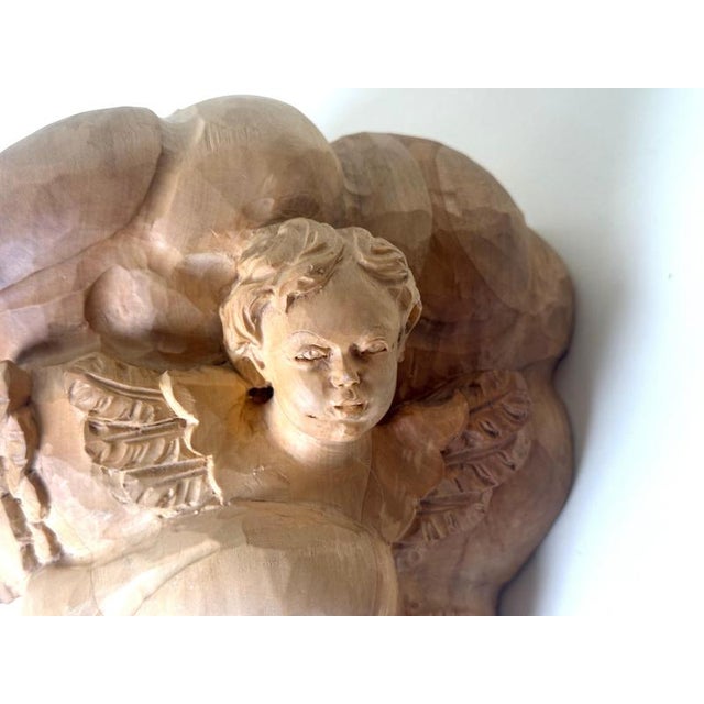 Baroque Linden Wood Angel Wall Shelf, 1980 For Sale - Image 4 of 12