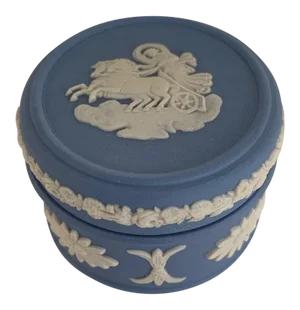 1930s English Neoclassical Wedgwood Jasperware Blue and White Small Bomboniere