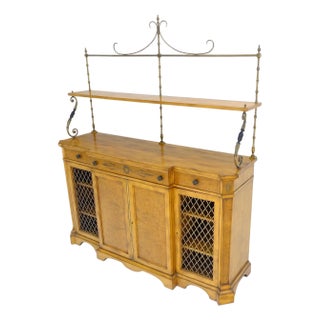 Regency Gallery Etagere Top Light Burl Walnut Sideboard Credenza c1920s MINT! For Sale