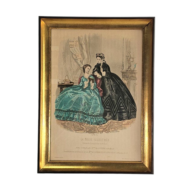 Realism Antique 1862-1863 La Mode Illustree French Fashion Prints "15" For Sale - Image 3 of 9