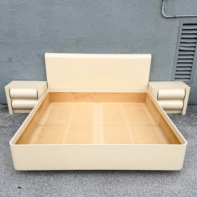 Postmodern Cream Lacquer Laminate King Size Bed Frame For Sale - Image 9 of 9