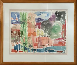 Original Watercolor Painting by Avraham Binder, Coastal, Sea Side. Large & Gorgeous, Color