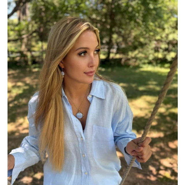 Early 21st Century Blue Lace Agate Necklace For Sale - Image 5 of 6