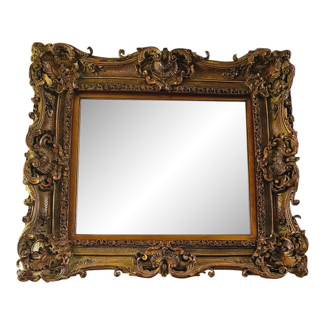 Late 20th Century Large Ornate Baroque Rococo Style Gilt Wall Mirror For Sale