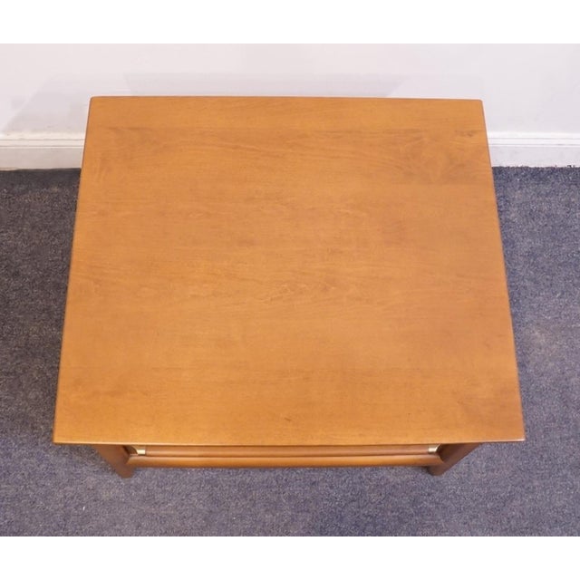 Late 20th Century Willett Furniture Solid Hard Rock Maple MCM Mid Century Modern 29" Two Drawer Nightstand For Sale - Image 5 of 12