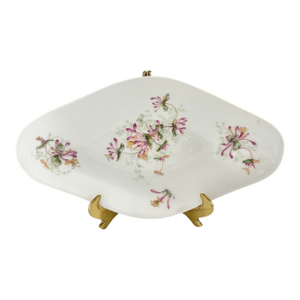 Antique Limoges Porcelain Bonbon Dish – Hand Painted Honeysuckle Floral French Serving Dish, Wm. Guerin