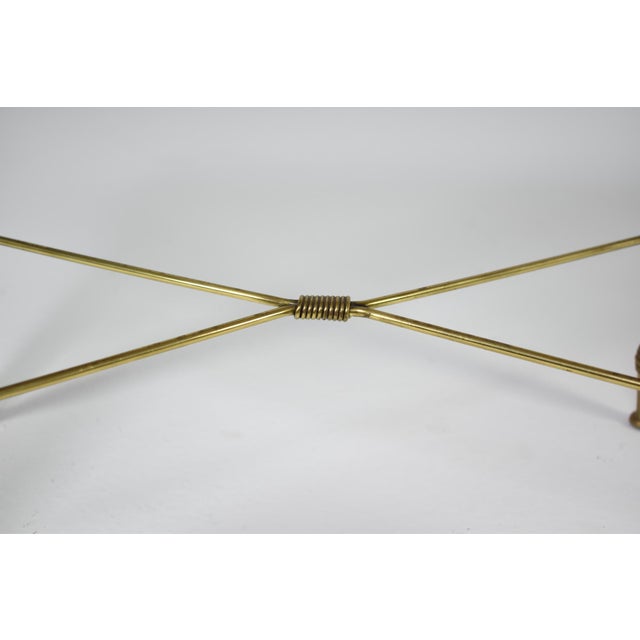 1950s Italian Vintage Piano Stool, Solid Wood & Brass, Velvet, 1950s For Sale - Image 5 of 9