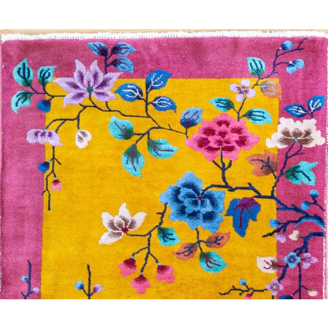 Art Deco Art Deco Chinese 4.10x3 Oriental Rug 1930's For Sale - Image 3 of 5