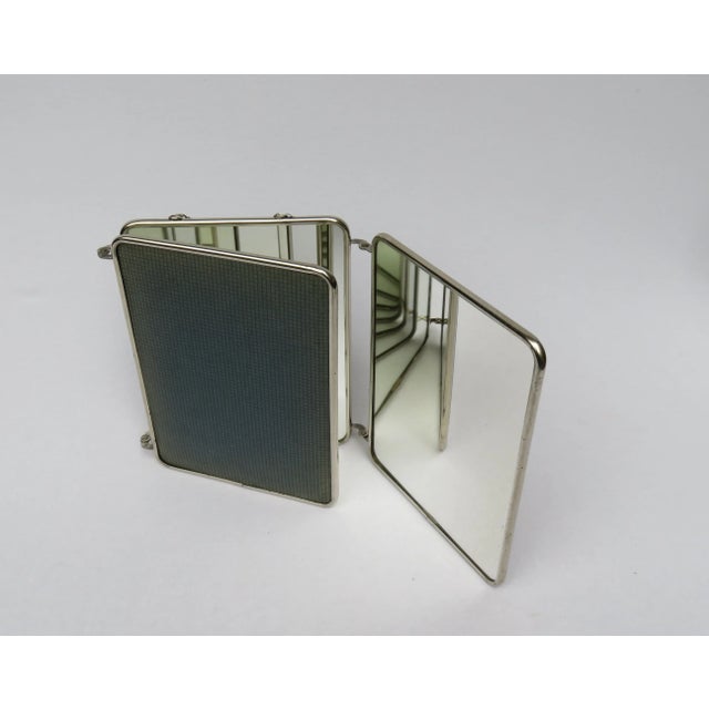 Chrome-Plated Triptych 3-Part Mirror, France, 1940s For Sale - Image 3 of 12