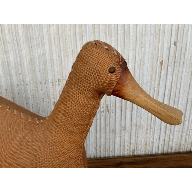 Midcentury Pair of Wicker Woven Ducks with Wood Details For Sale - Image 12 of 18