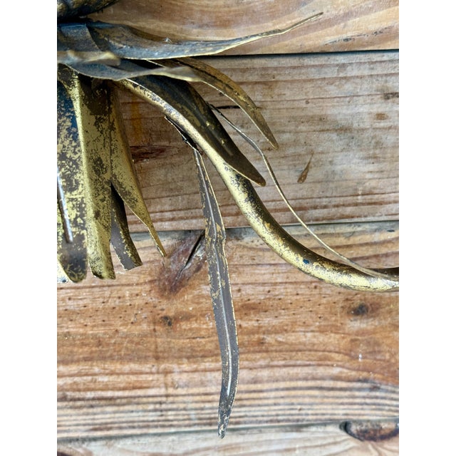 Mid-20th Century Regency Metal Tole Gilt Pineapple Wall Candle Sconce For Sale - Image 10 of 12