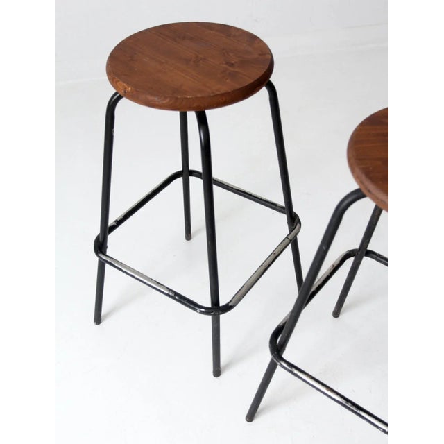 Brown Vintage Bar Stools Set of 4 For Sale - Image 8 of 11