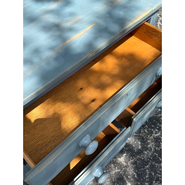 Vintage Lexington Painted Blue Accent Chest / Side Table With Three Drawers For Sale In Tampa - Image 6 of 12