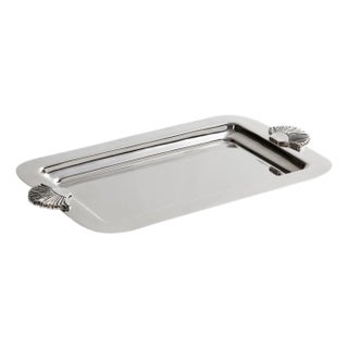 Cap Ferrat Fan Shell Design Serving Tray, Polished Nickel For Sale