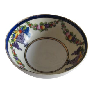 Vintage Noritake Footed Bowl With Garland and Baskets of Fruit For Sale