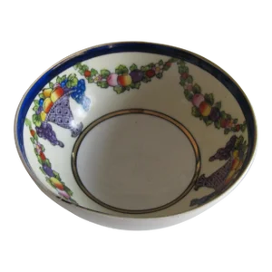 Vintage Noritake Footed Bowl With Garland and Baskets of Fruit