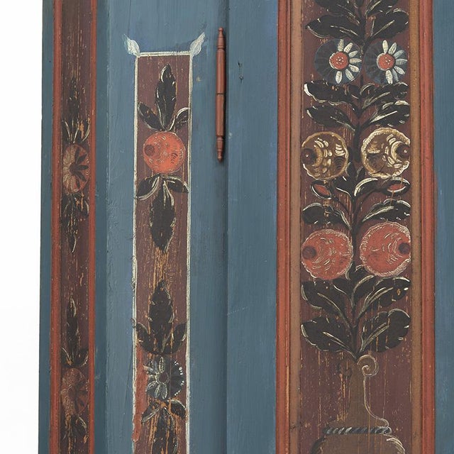 Wood Rustic Farmhouse Folk Art Painted Bridal Cabinet, 1841 For Sale - Image 7 of 13
