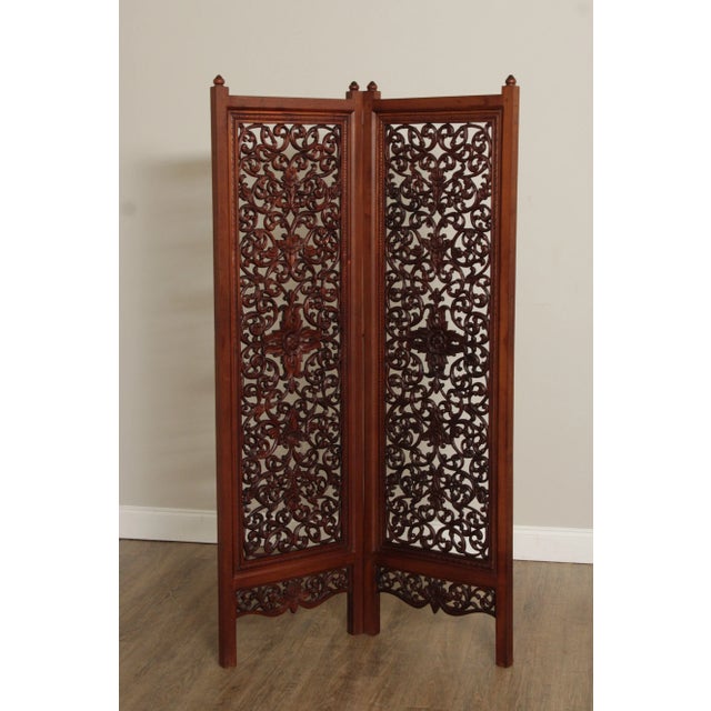 High Quality Vintage Foliate Carved Two-Panel Dressing or Privacy Screen