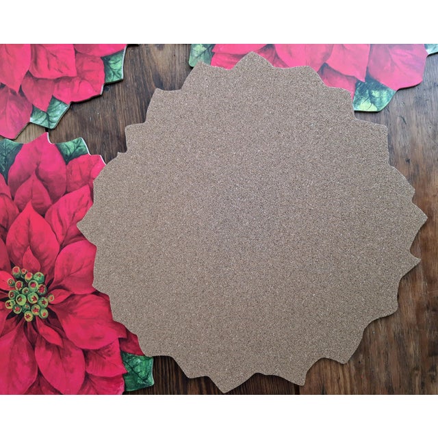 1990s 1990s Christmas Poinsettia Cork Placemats - Set of Four For Sale - Image 5 of 5