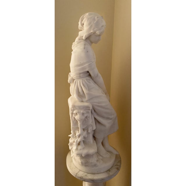 French Mathurin Moreau Jeune Fille a La Cruche Marble, 1890 For Sale - Image 3 of 6