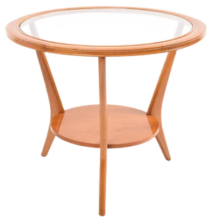 Mid-Century Italian Glass and Wood Coffee Table Attributed to Gio Ponti, 1950s