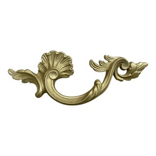 Antique French Provincial Style Curved Painted Metal Solid Brass Drawer Pull For Sale