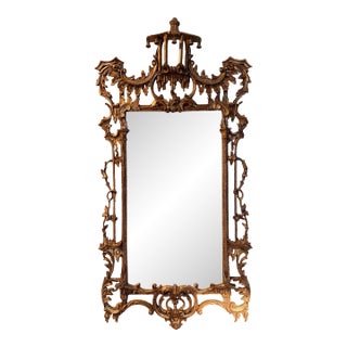 Mid-Century Italian Florentine Giltwood Pagoda Mirror For Sale