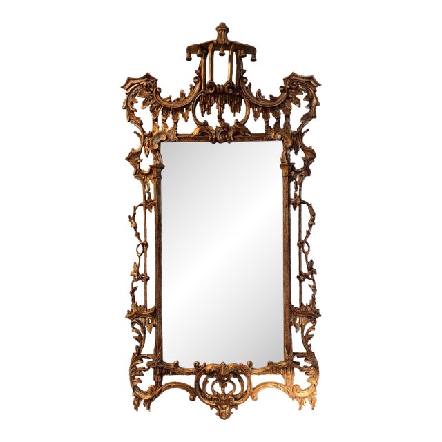 Mid-Century Italian Florentine Giltwood Pagoda Mirror For Sale