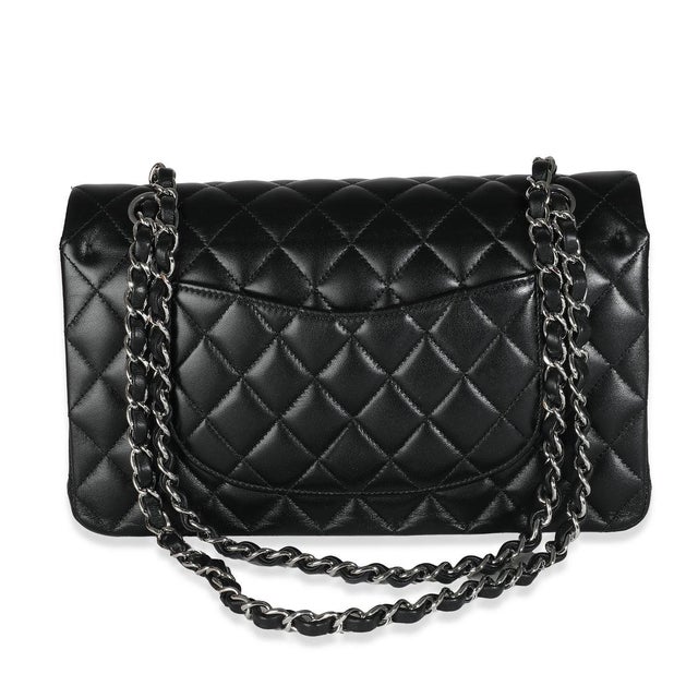 1950s Black Quilted Lambskin Medium Classic Double Flap Bag For Sale - Image 5 of 8