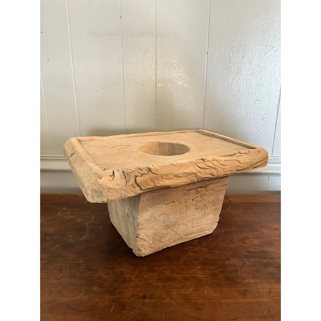 Large Southeast Asian Carved Wood Rice Pounder Mortar For Sale - Image 9 of 13