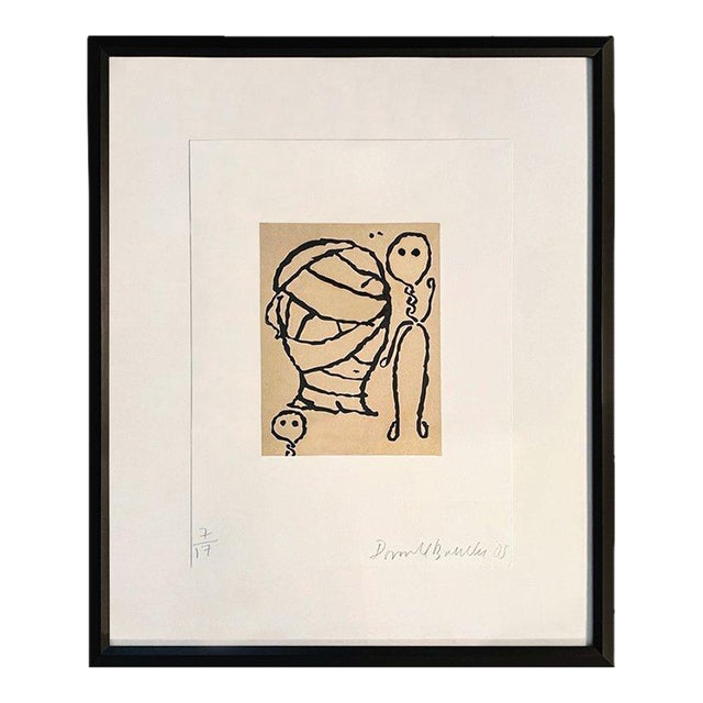 Donald Baechler "The Benefit Mummy" Linoleum Print, 2005 For Sale