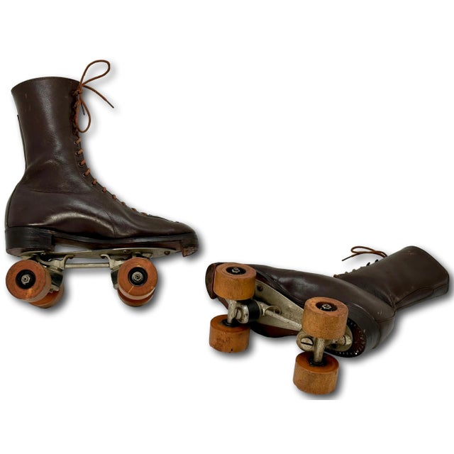 Original Pair of Authentic Vintage Mid 1900s American Women's Roller Skates - for Decoration For Sale - Image 10 of 12