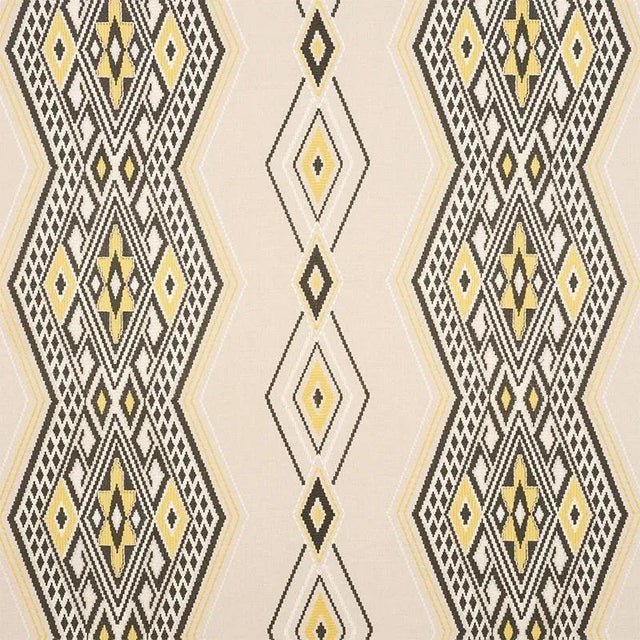 Sample - Schumacher Bayeta Embroidery Fabric in Yellow & Neutral For Sale