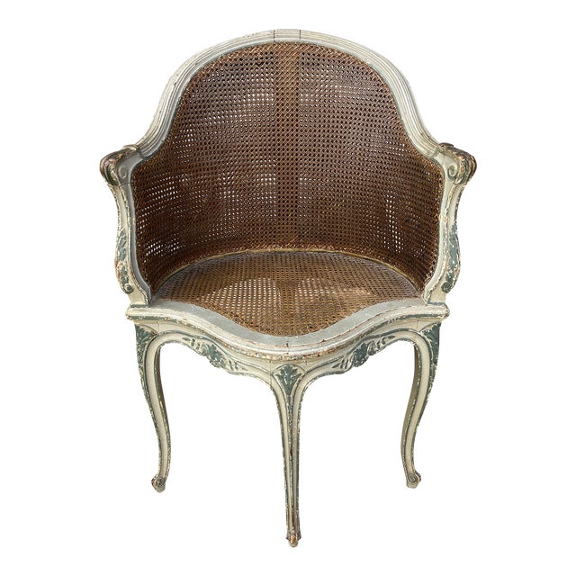 18th Century French Caned Corner Chair or Chaise De Bureau For Sale
